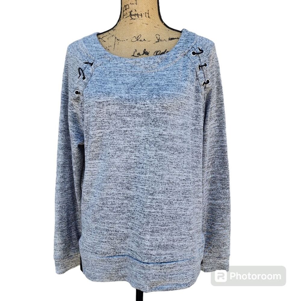 Always Indigo Pullover Sweater Womens SZ XL Comfort Zipper Leather Rugged Punk